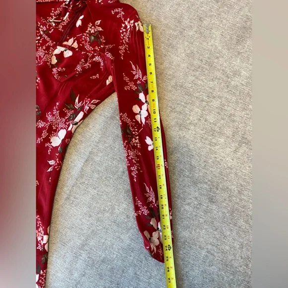 REFORMATION RED BURGANDY FLORAL VIVIANNE DRESS MINI NWT - Picture 8 of 11